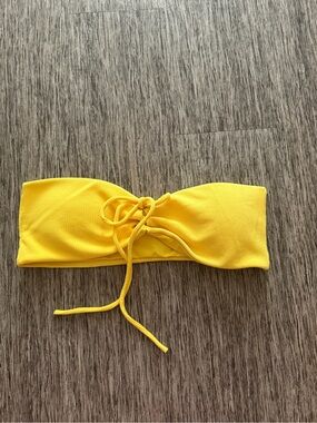 Yellow Bandeau Tie Front Bikini Top